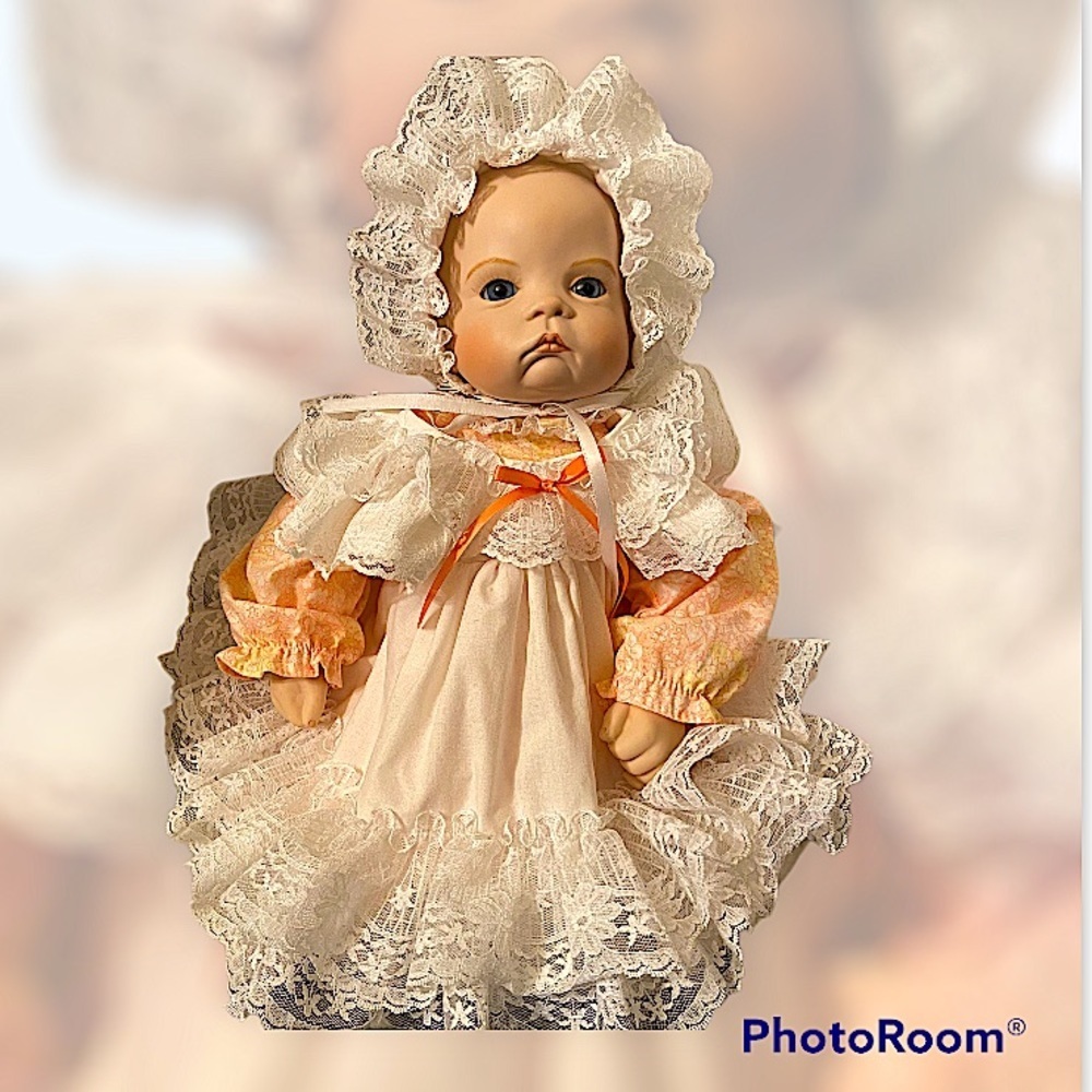 Porcelain Petticoat Realistic Face Hands Blonde & Blue Eyes Fair Skin Baby Doll
